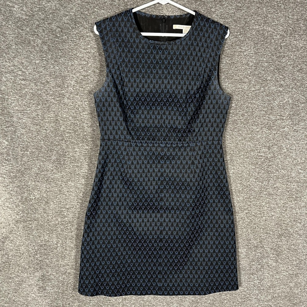 Diane Von Furstenberg Dress Womens 10 Black Jacquard Sleeveless Sheath Madyson